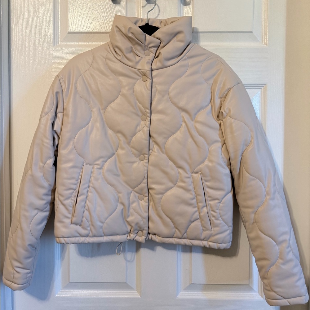 Zara Beige Quilted Puffer Jacket